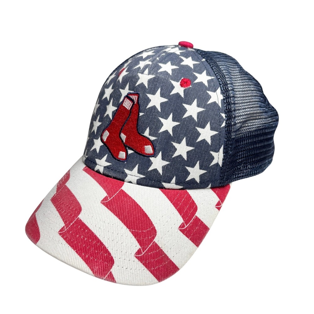 47 Brand Boston Red Sox American Flag Trucker Hat Snapback Stars Stripes OSFA